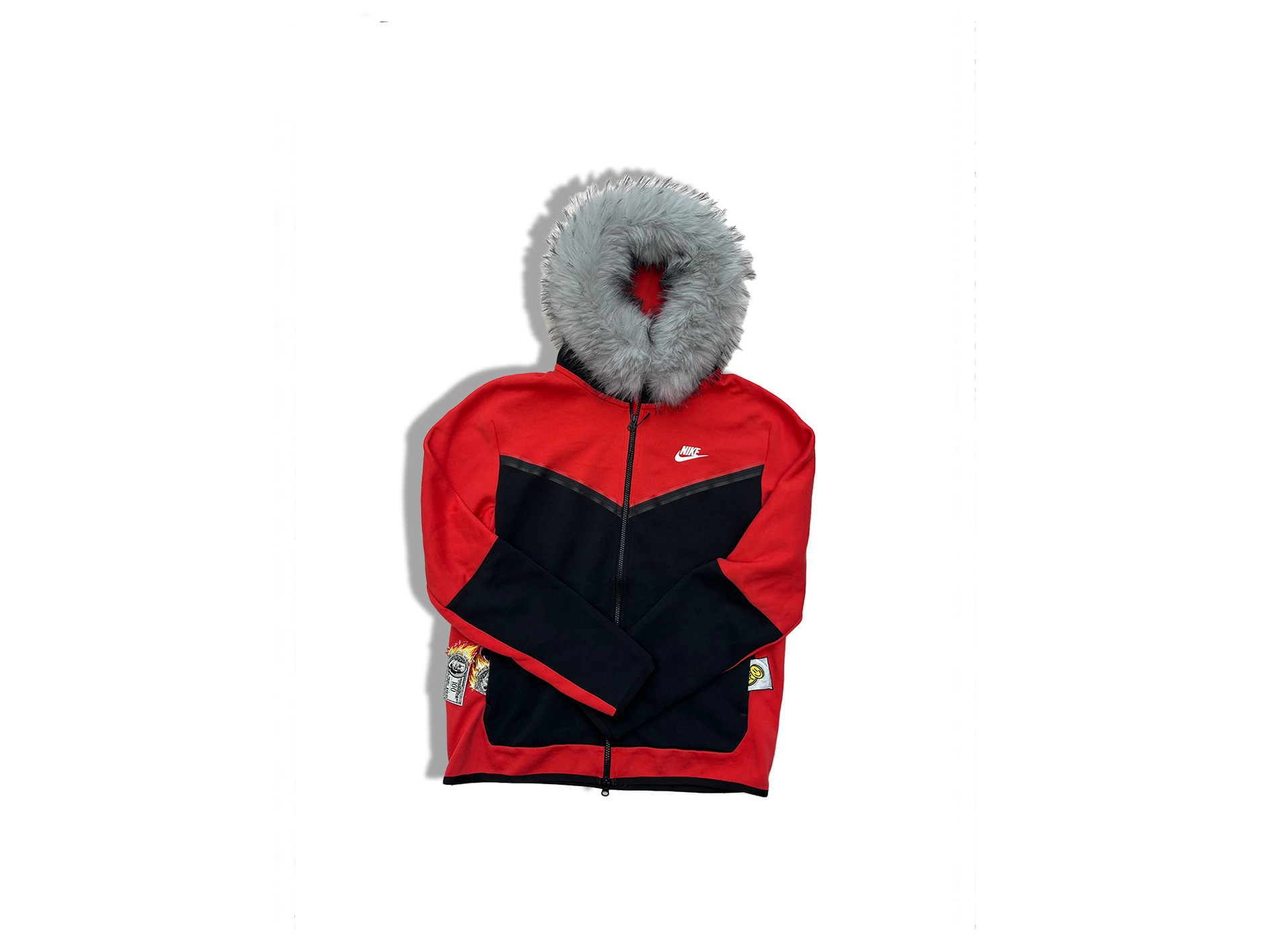 NIKE TECH FURRR "RED/BLACK/GREY" WITH SEWEN PATCHES